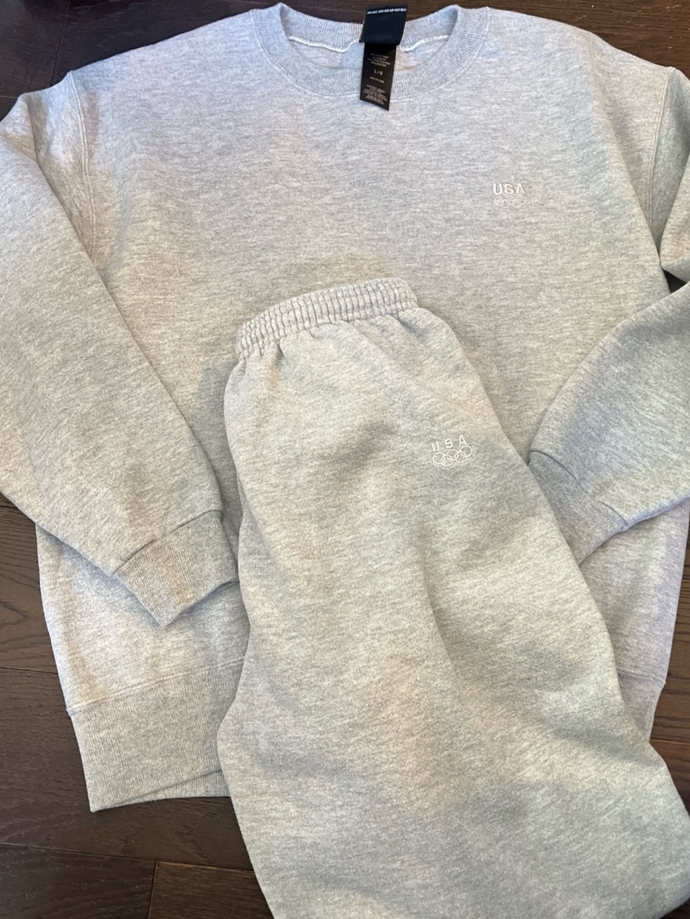 USA Embroidered Gray Sweatpants and Sweatshirt Classic Men's Jogger